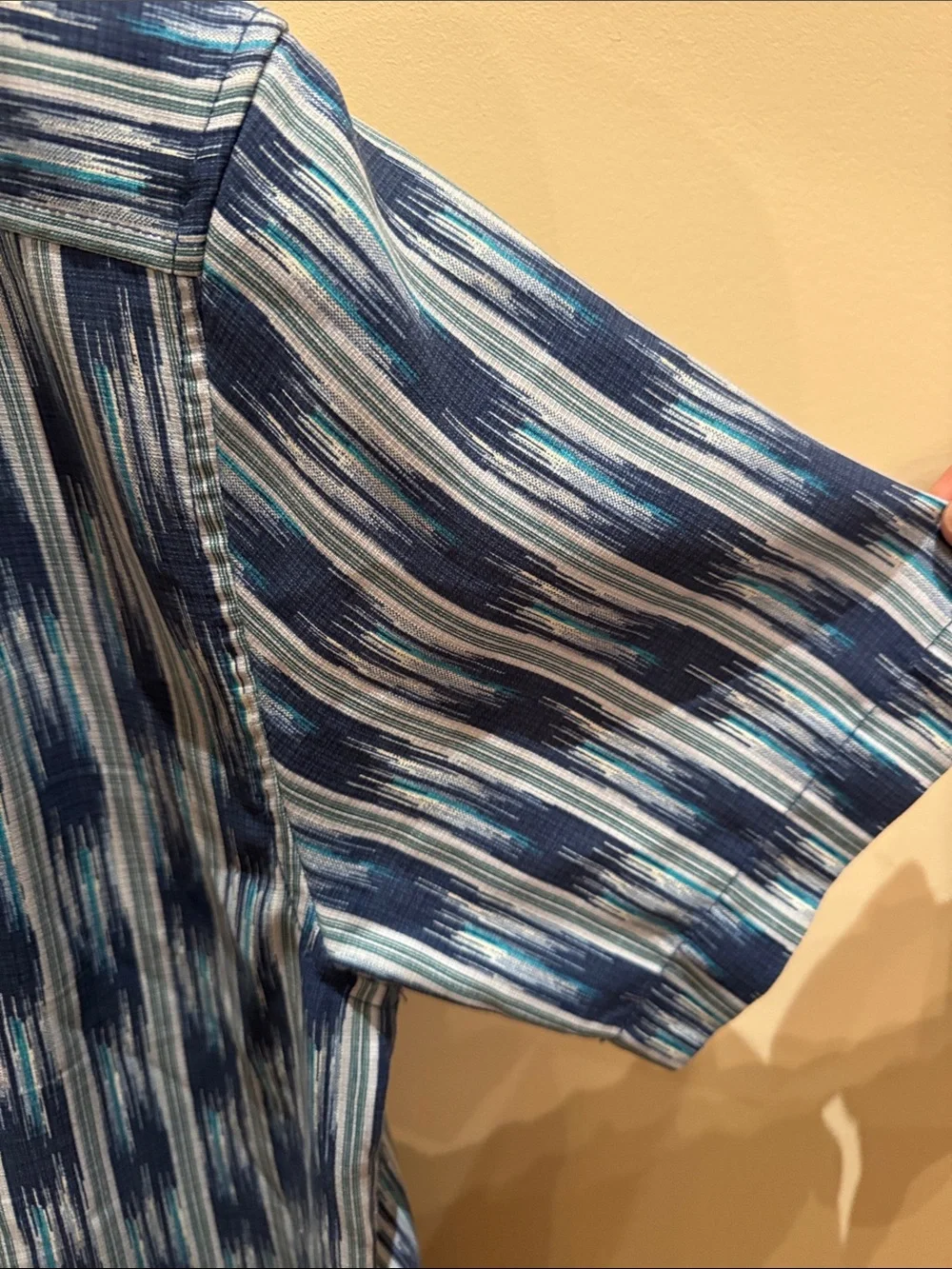 Tommy Bahama Navy and Light Blue Striped Short-Sleeve Button-Down